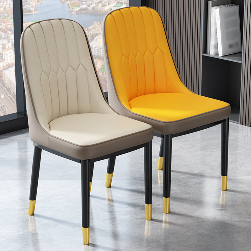 Glam Style Parsons Side Chair Faux Leather Indoor Dining Chair