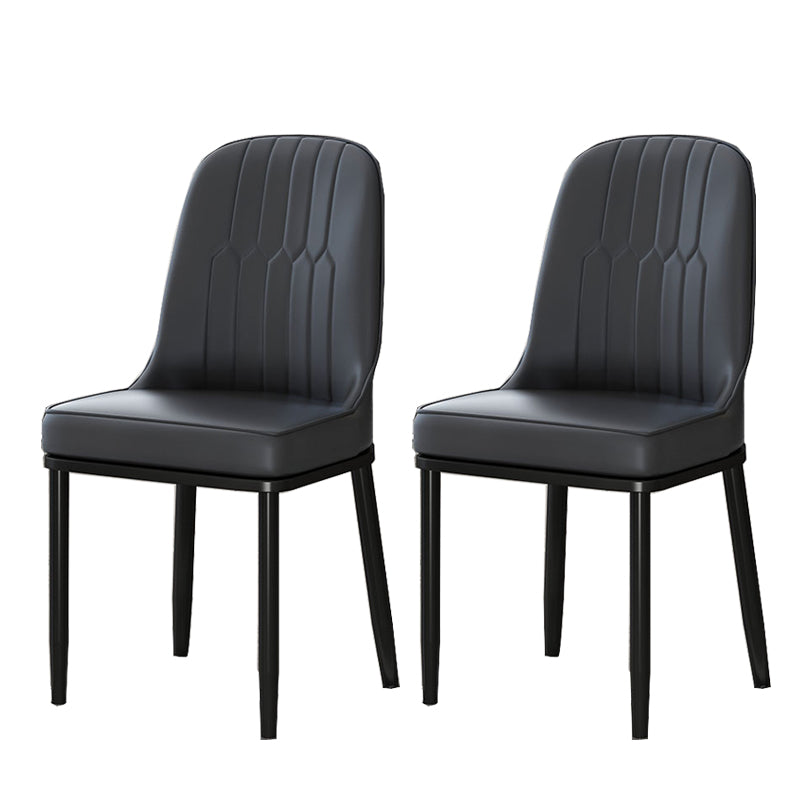 Glam Style Parsons Side Chair Faux Leather Indoor Dining Chair