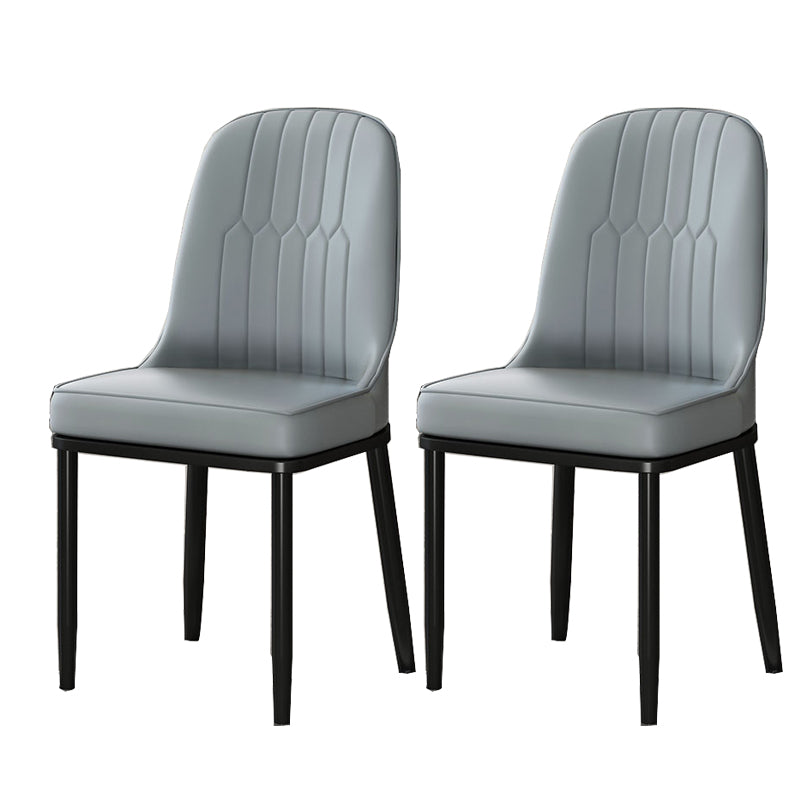 Glam Style Parsons Side Chair Faux Leather Indoor Dining Chair