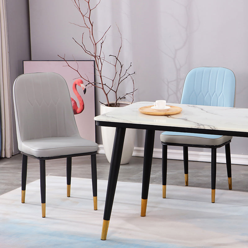 Glam Style Parsons Side Chair Faux Leather Indoor Dining Chair
