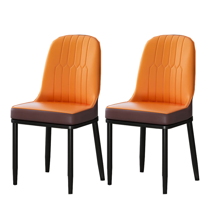 Glam Style Parsons Side Chair Faux Leather Indoor Dining Chair