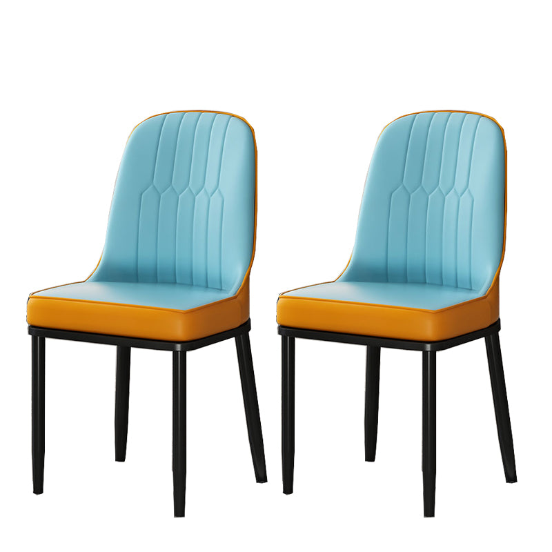 Glam Style Parsons Side Chair Faux Leather Indoor Dining Chair