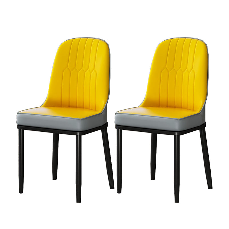 Glam Style Parsons Side Chair Faux Leather Indoor Dining Chair