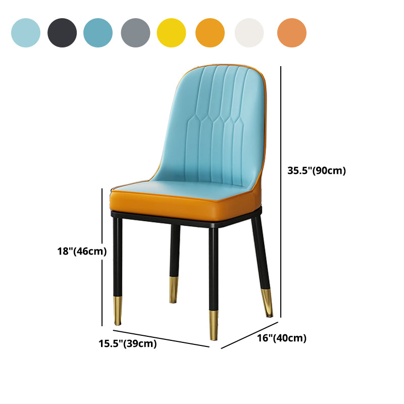Glam Style Parsons Side Chair Faux Leather Indoor Dining Chair