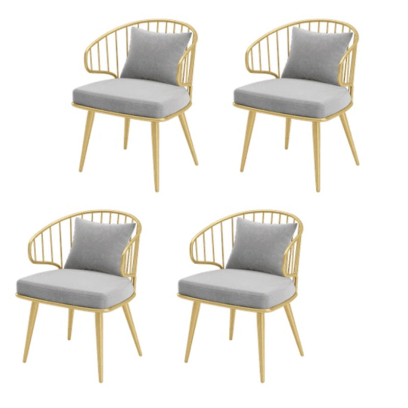 Metal Arm Chair Glam Style Windsor Back Dining Chair for Dining Room