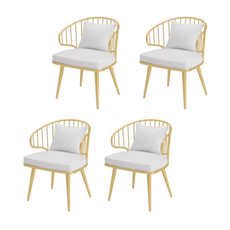 Metal Arm Chair Glam Style Windsor Back Dining Chair for Dining Room