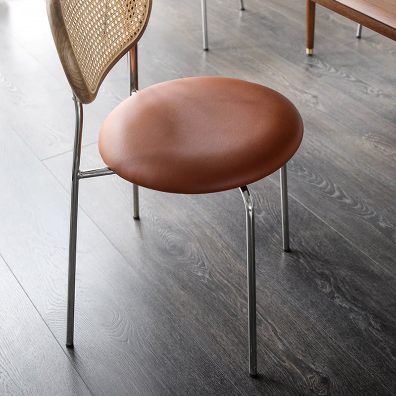 Modern Style PU Leather Chair Cane Back Armless Dining Chair for Home