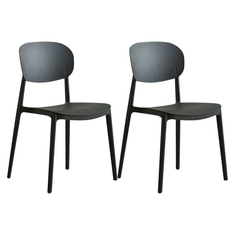 Scandinavian Plastic Kitchen Dining Chair Armless Open Back Chair
