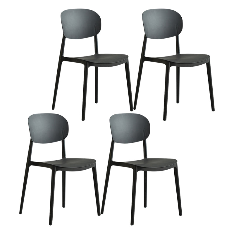 Scandinavian Plastic Kitchen Dining Chair Armless Open Back Chair