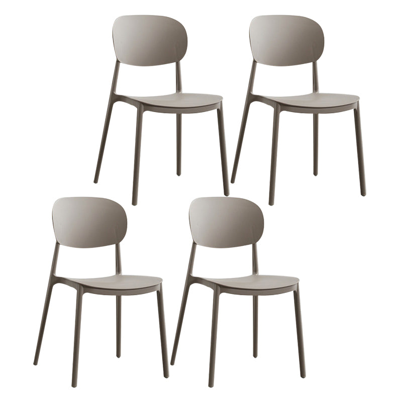 Scandinavian Plastic Kitchen Dining Chair Armless Open Back Chair