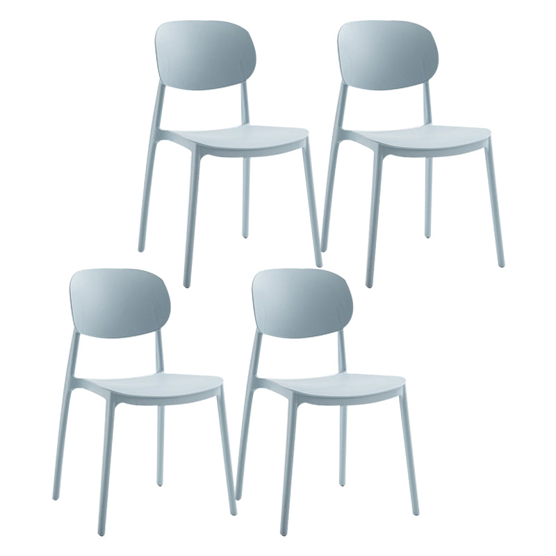 Scandinavian Plastic Kitchen Dining Chair Armless Open Back Chair