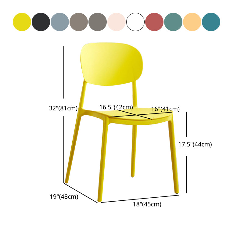 Scandinavian Plastic Kitchen Dining Chair Armless Open Back Chair