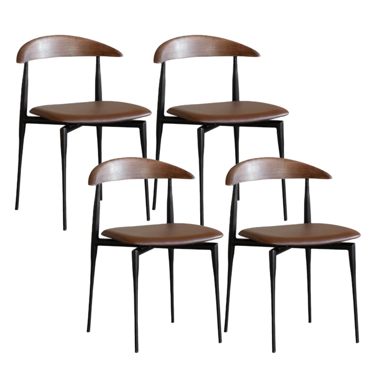 Modern Style Faux Leather Chair Open Back Stackable Dining Chair