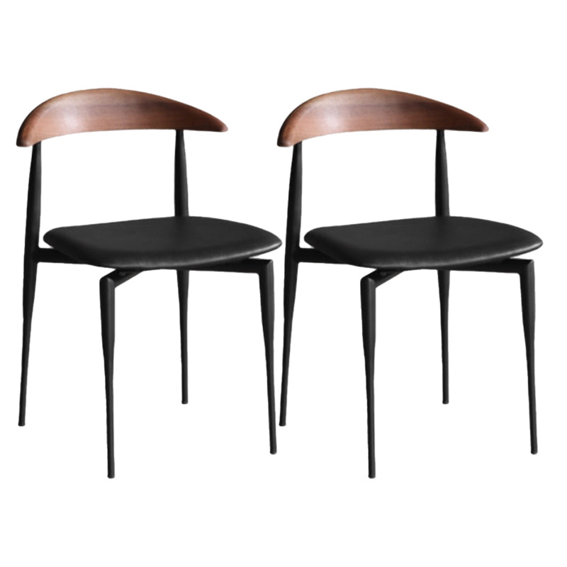 Modern Style Faux Leather Chair Open Back Stackable Dining Chair
