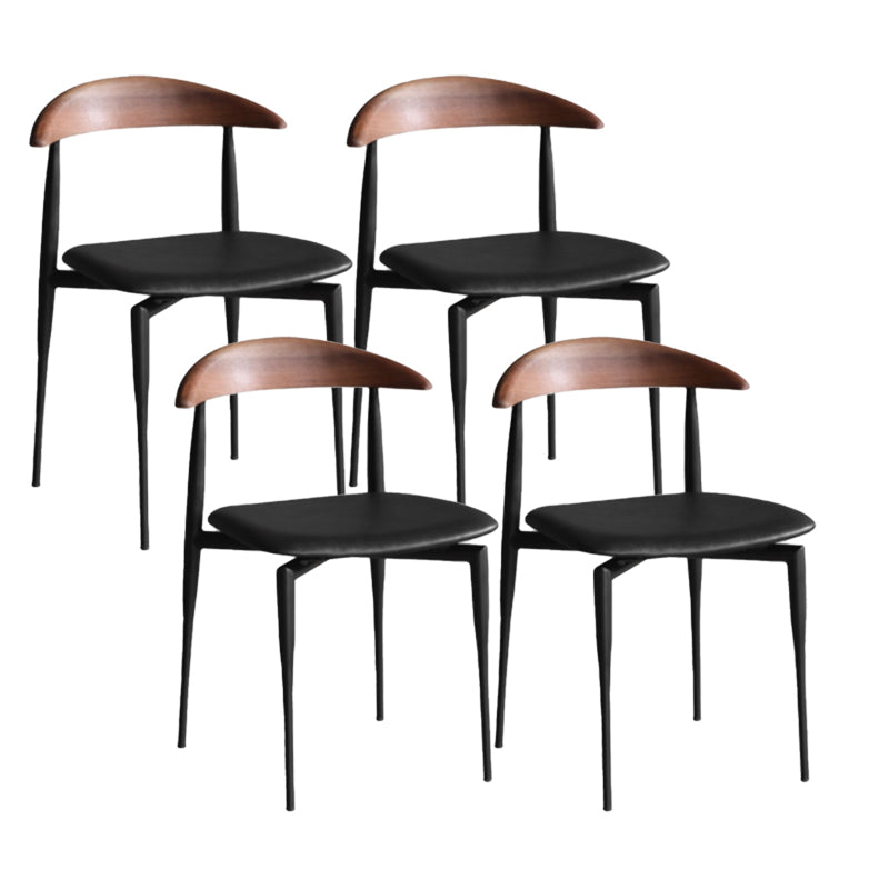 Modern Style Faux Leather Chair Open Back Stackable Dining Chair