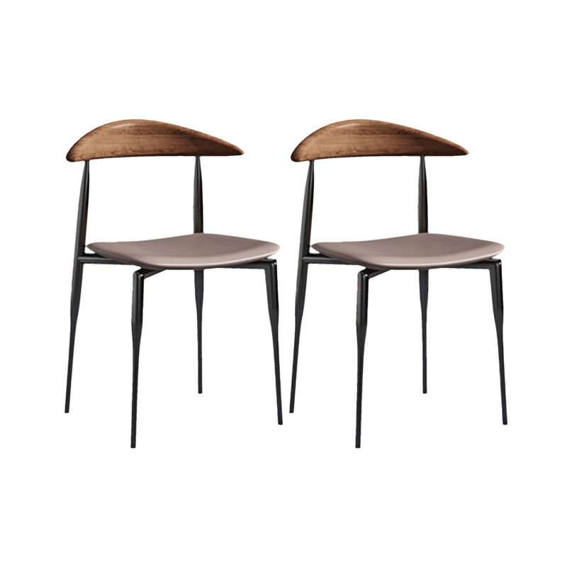 Modern Style Faux Leather Chair Open Back Stackable Dining Chair