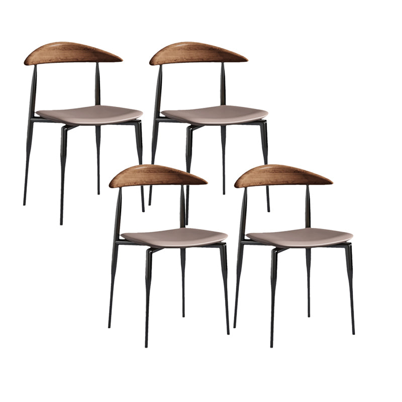 Modern Style Faux Leather Chair Open Back Stackable Dining Chair