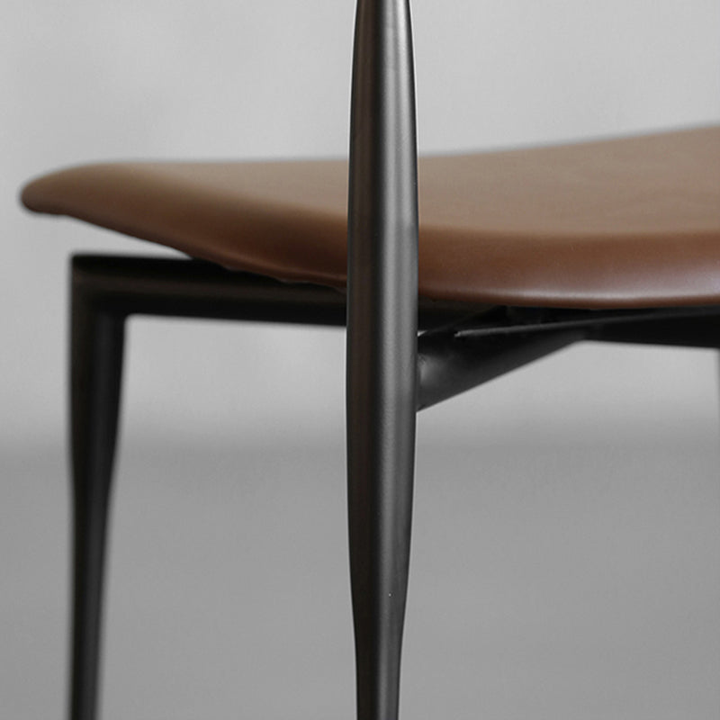Modern Style Faux Leather Chair Open Back Stackable Dining Chair