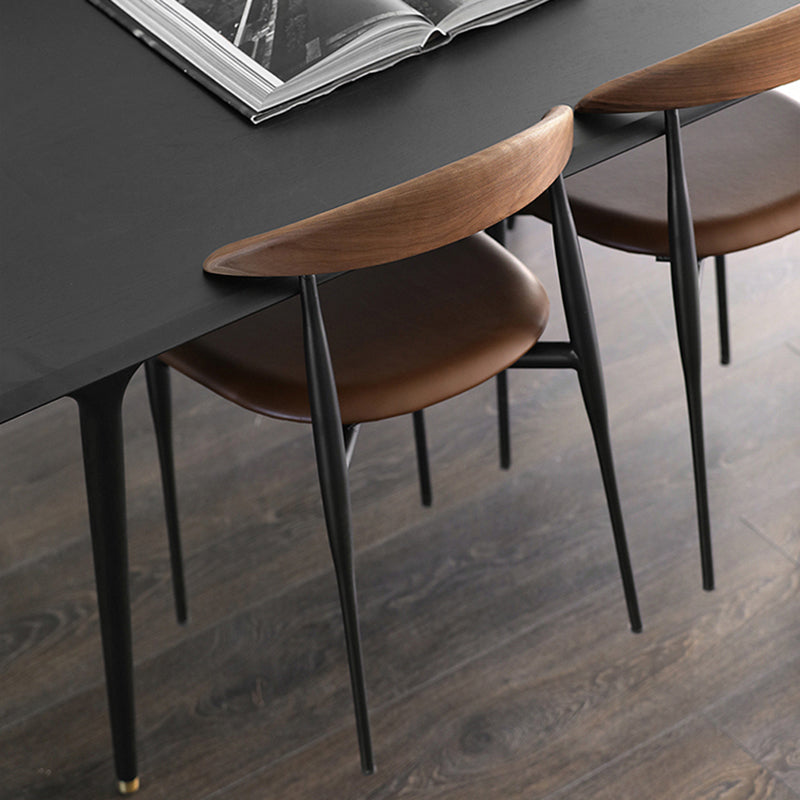 Modern Style Faux Leather Chair Open Back Stackable Dining Chair