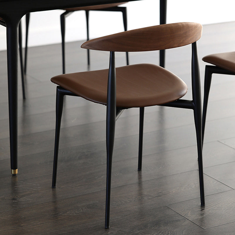 Modern Style Faux Leather Chair Open Back Stackable Dining Chair