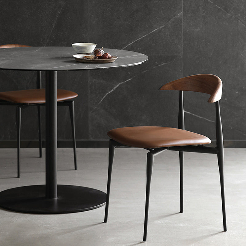 Modern Style Faux Leather Chair Open Back Stackable Dining Chair