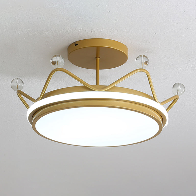 Crown Shape LED Ceiling Lamp Kids Style Iron 2 Lights Flush Mount for Bedroom