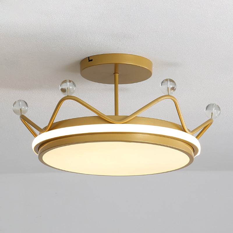 Crown Shape LED Ceiling Lamp Kids Style Iron 2 Lights Flush Mount for Bedroom