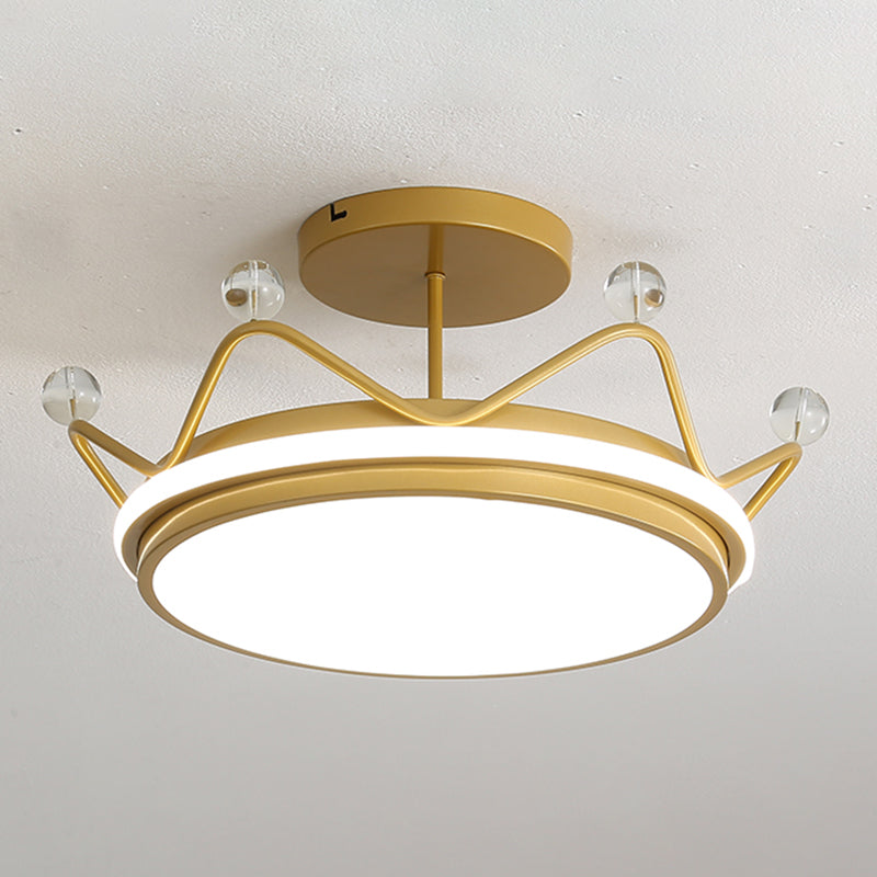 Crown Shape LED Ceiling Lamp Kids Style Iron 2 Lights Flush Mount for Bedroom