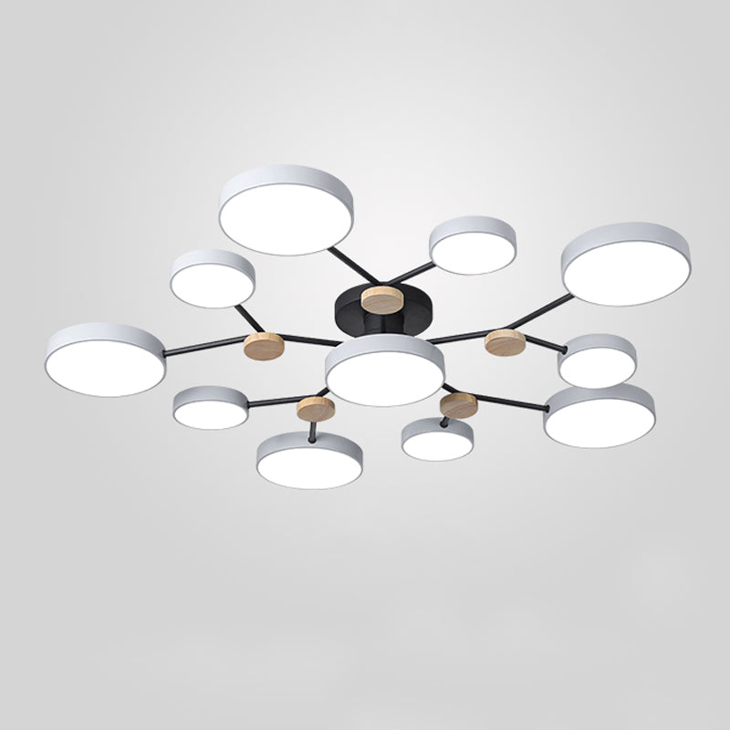 Multi Light Circle Ceiling Lamp Modern Macaron Style Metal Ceiling Lighting for Bedroom