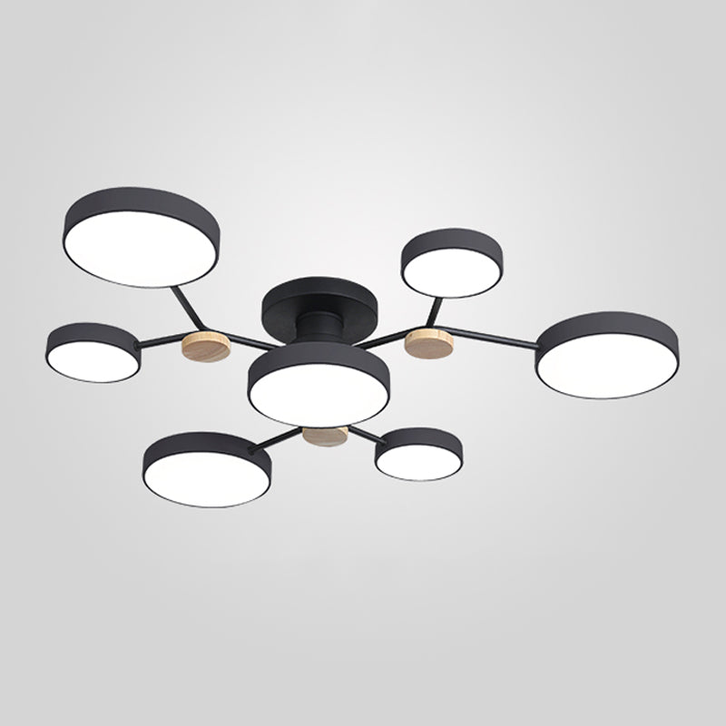Multi Light Circle Ceiling Lamp Modern Macaron Style Metal Ceiling Lighting for Bedroom