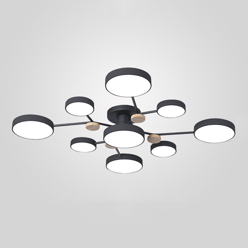 Multi Light Circle Ceiling Lamp Modern Macaron Style Metal Ceiling Lighting for Bedroom