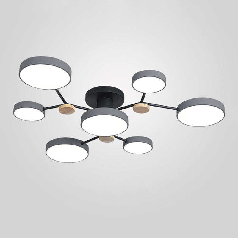 Multi Light Circle Ceiling Lamp Modern Macaron Style Metal Ceiling Lighting for Bedroom
