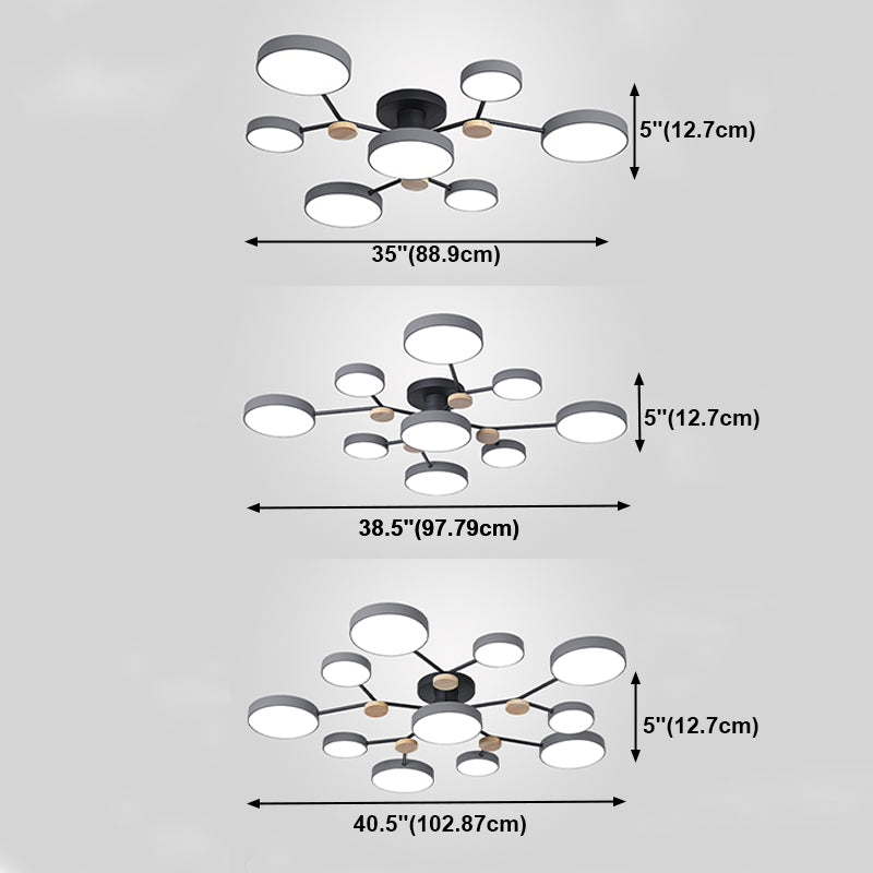 Multi Light Circle Ceiling Lamp Modern Macaron Style Metal Ceiling Lighting for Bedroom