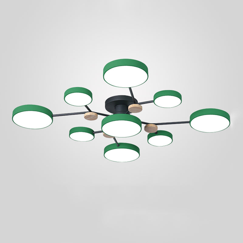Multi Light Circle Ceiling Lamp Modern Macaron Style Metal Ceiling Lighting for Bedroom