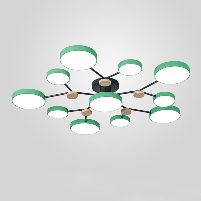 Multi Light Circle Ceiling Lamp Modern Macaron Style Metal Ceiling Lighting for Bedroom