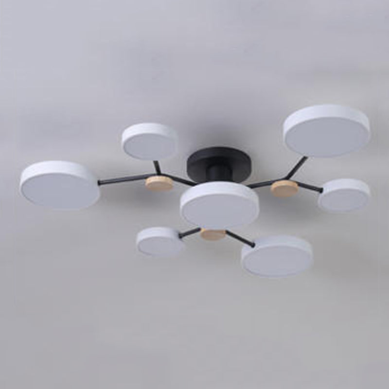 Multi Light Circle Ceiling Lamp Modern Macaron Style Metal Ceiling Lighting for Bedroom