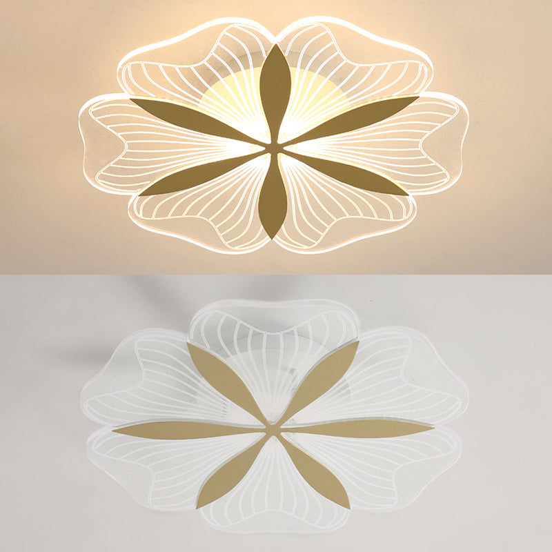 Modern Style Flower Shade Ceiling Lamp Metal 1 Headed Ceiling Lighting for Restaurant