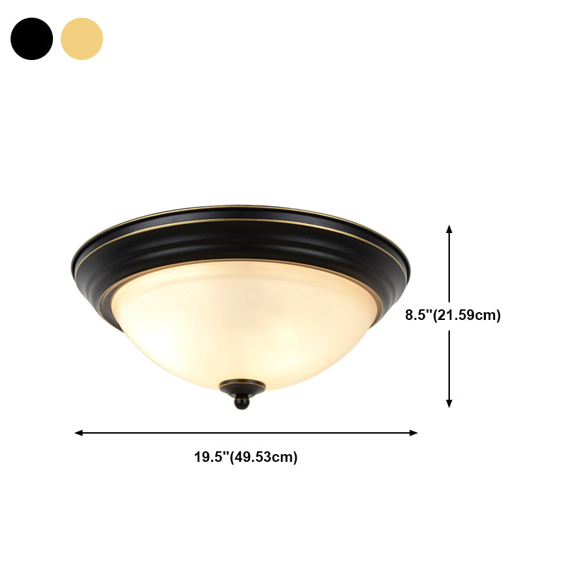 Glass Flush Mount Ceiling Fixture Bowl Shape Traditional Flush Mount Ceiling Lamp