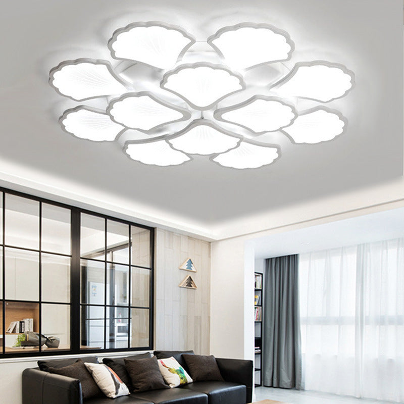 Ceiling Mounted Light Simple Metal Living Room LED Ceiling Lamp in White