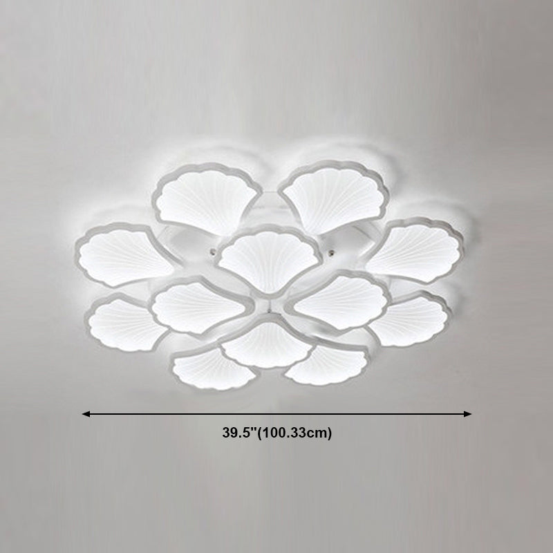 Ceiling Mounted Light Simple Metal Living Room LED Ceiling Lamp in White