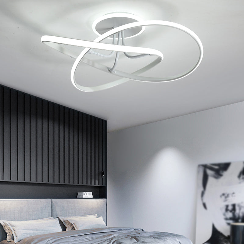 Modern Style Linear Shade Ceiling Light Metal 2 Headed Ceiling Light for Dining Room