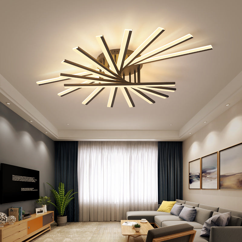 Line Shape LED Ceiling Lamp Modern Iron Flush Mount for Bedroom