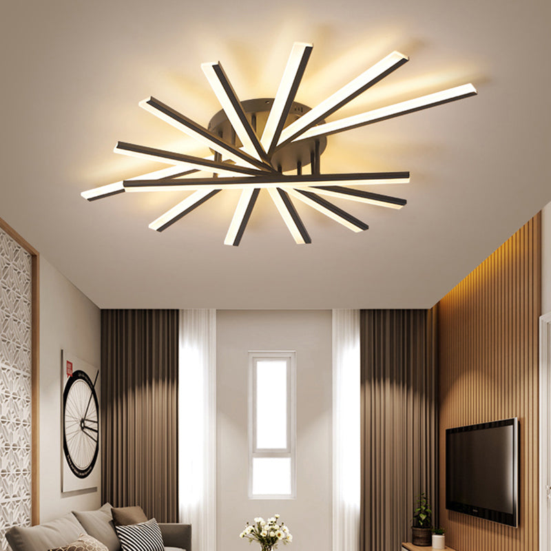 Line Shape LED Ceiling Lamp Modern Iron Flush Mount for Bedroom