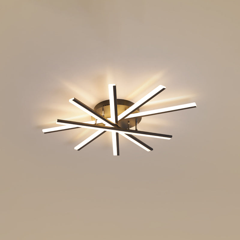 Line Shape LED Ceiling Lamp Modern Iron Flush Mount for Bedroom