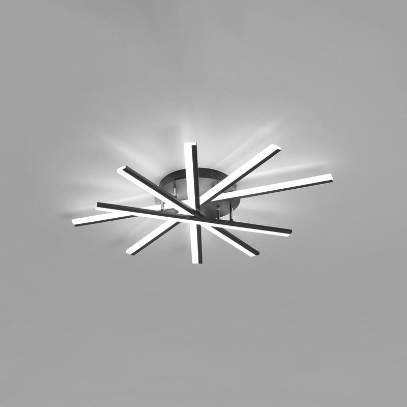 Line Shape LED Ceiling Lamp Modern Iron Flush Mount for Bedroom