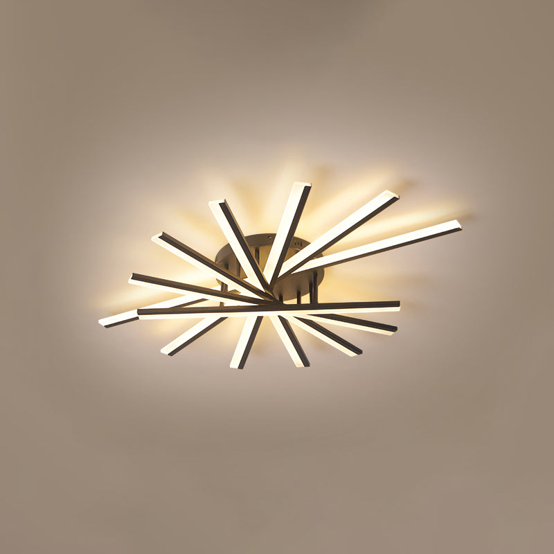 Line Shape LED Ceiling Lamp Modern Iron Flush Mount for Bedroom