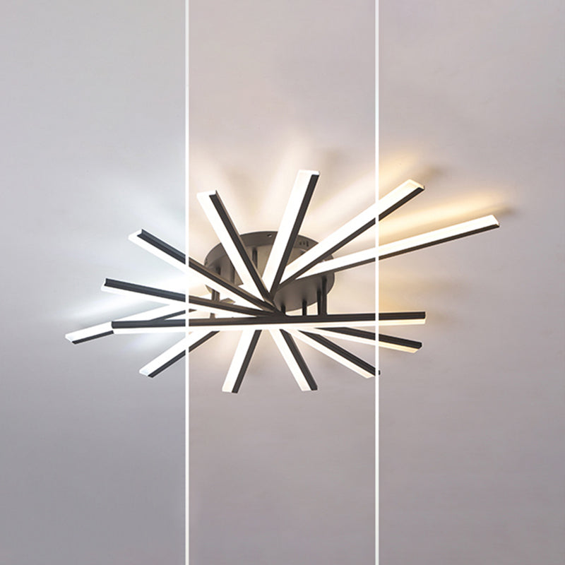 Line Shape LED Ceiling Lamp Modern Iron Flush Mount for Bedroom