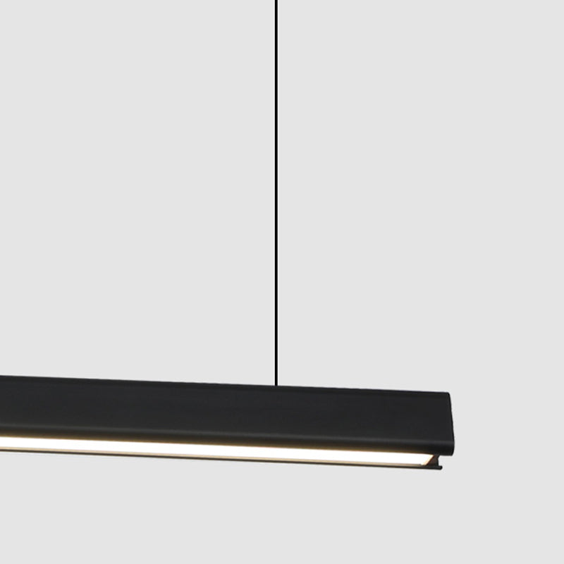 Black Metal Island Light Fixtures Modern Linear Restaurant Hanging Lamp with Acrylic Shade