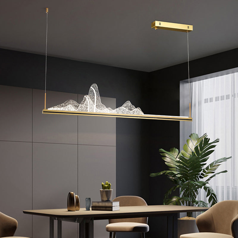 Modern Style Linear Shape Island Lighting Idea Metal 1 Light Island Pendant in Gold