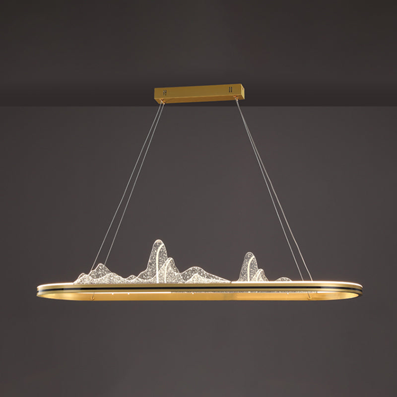 Modern Style Linear Shape Island Lighting Idea Metal 1 Light Island Pendant in Gold